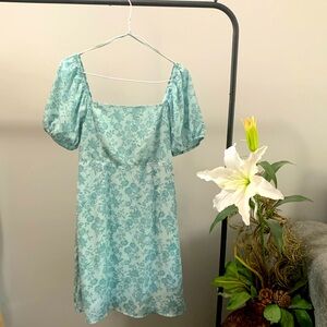 Wild Skye Puff Sleeve Summer Dress in Mint Green